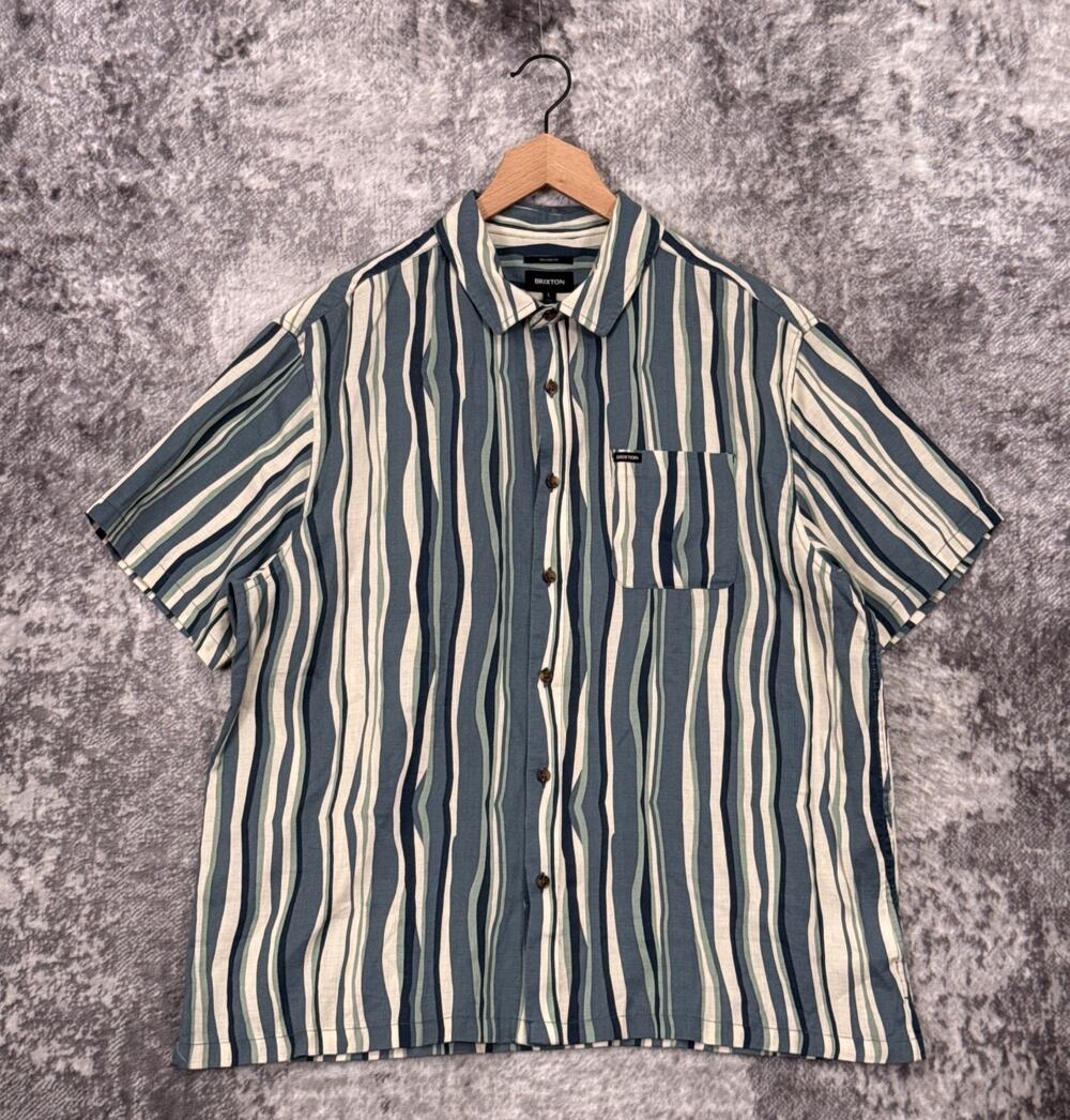 New Brixton Shirt Large Mens Relaxed Fit Short Sleeve Button Down